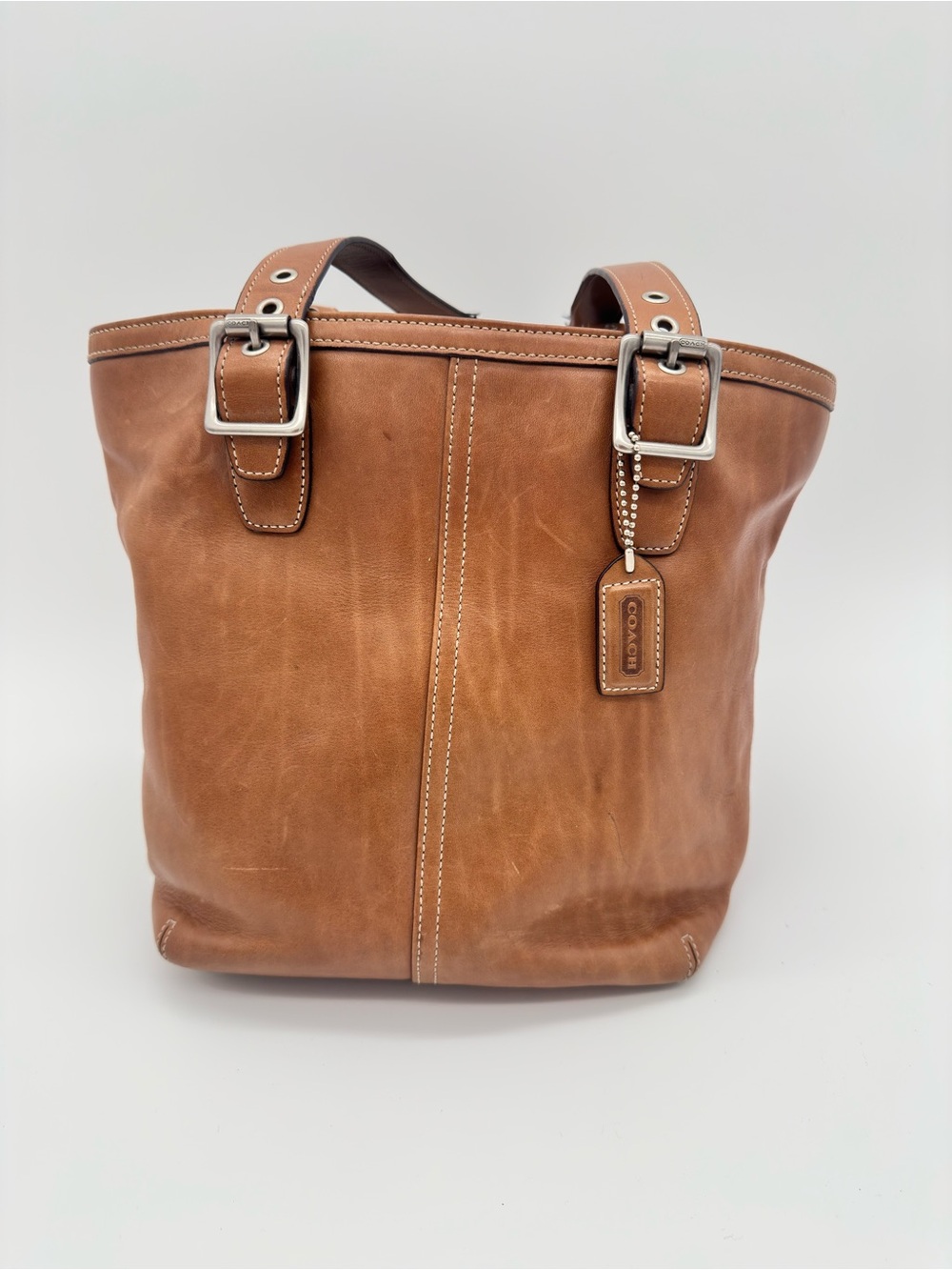 Vintage 2003 Coach 9572 Brown Leather Tote Shoulder Bag Y2K